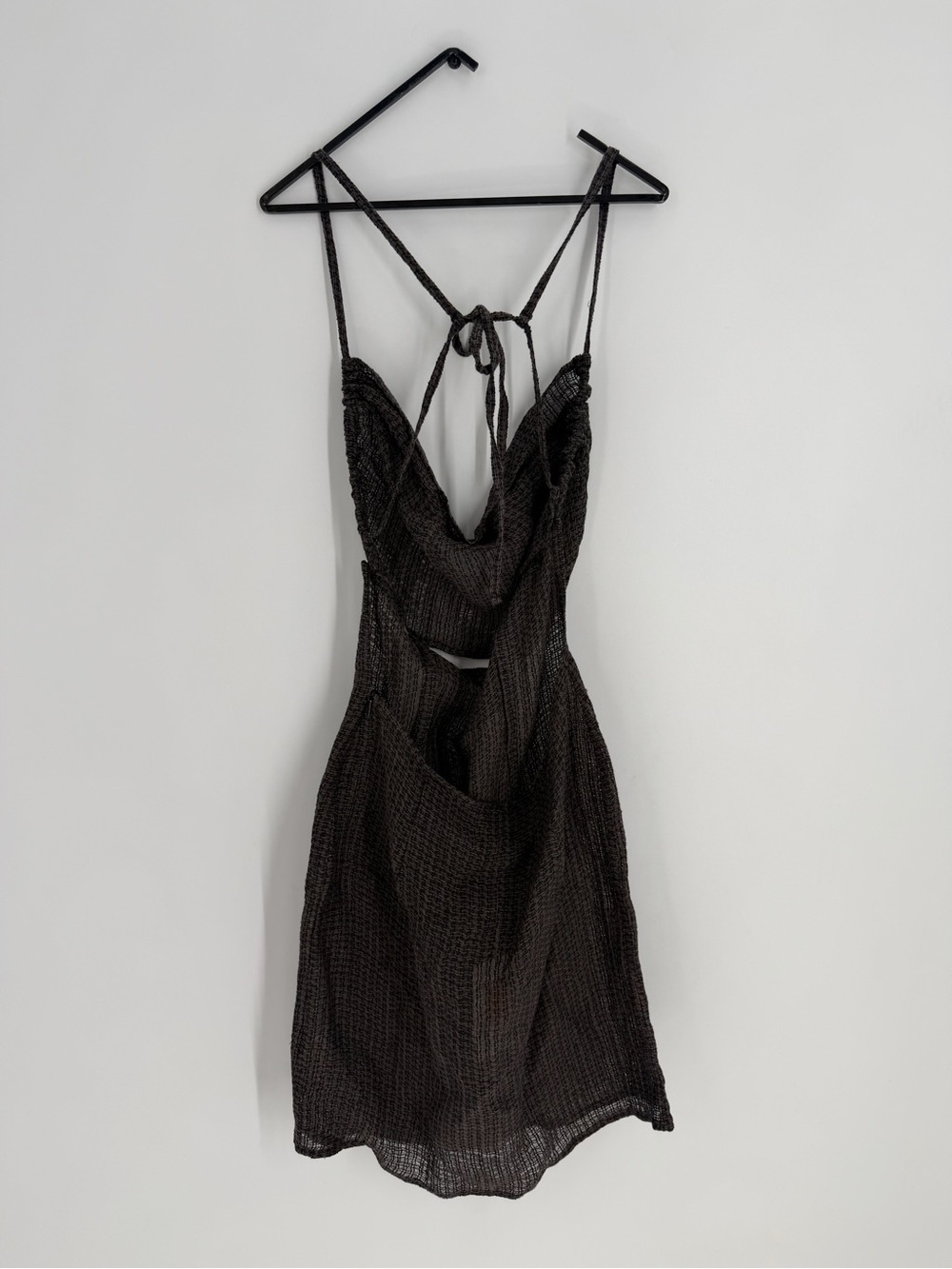 Le Kasha Kharga Detachable Convertible Linen Sheer Weave Dress Set In Charcoal - Picture 5 of 11